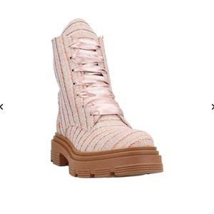 Le Pepite Italy Combat Moto Dr Martens style Canvas Boots sz 8 NEW $320